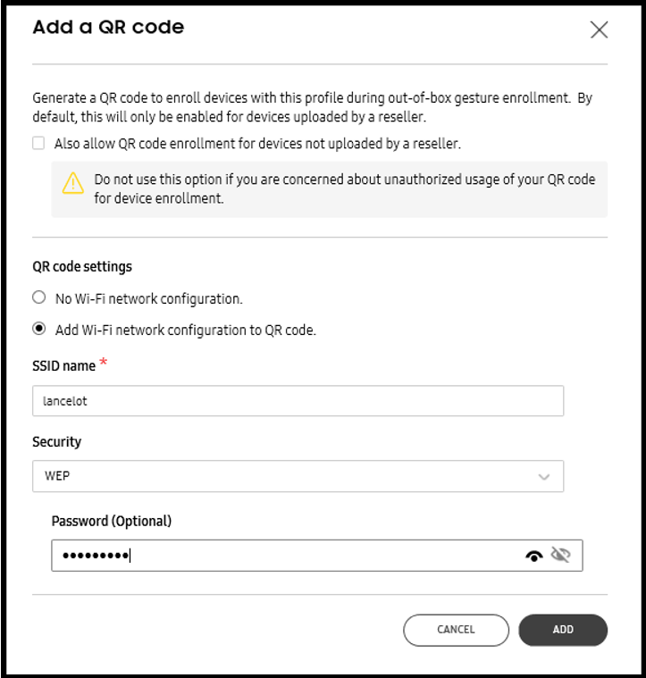 wi-fi config in qr code