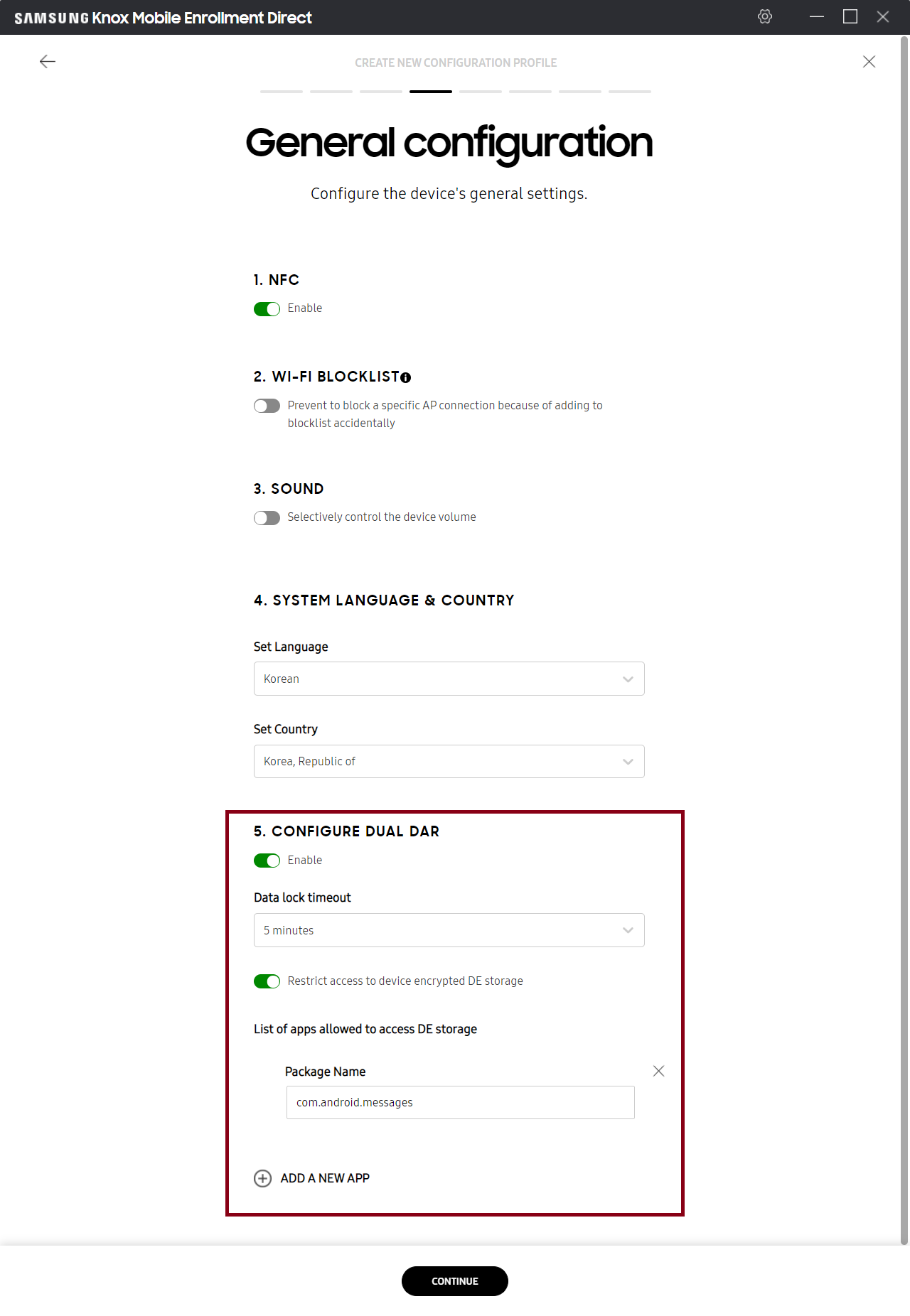 additional options to configure DualDAR settings