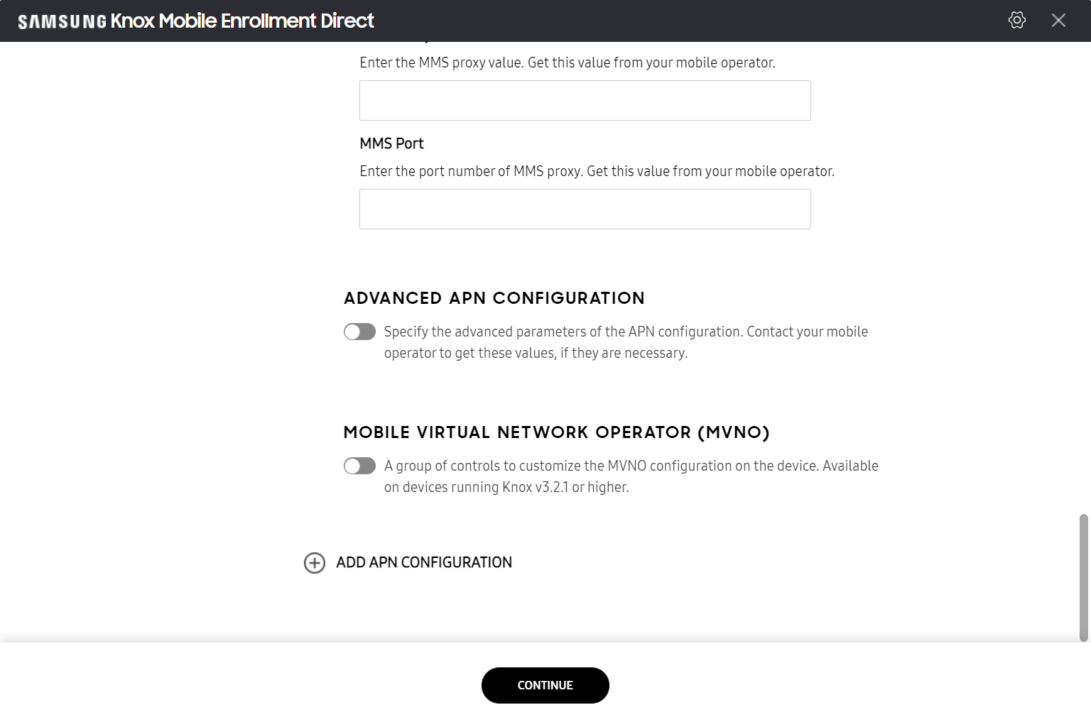 option to add more than one APN configuration