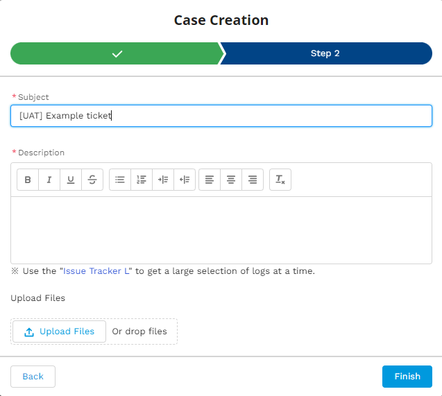 The SFDC ticket submission form with [UAT] in the subject line.